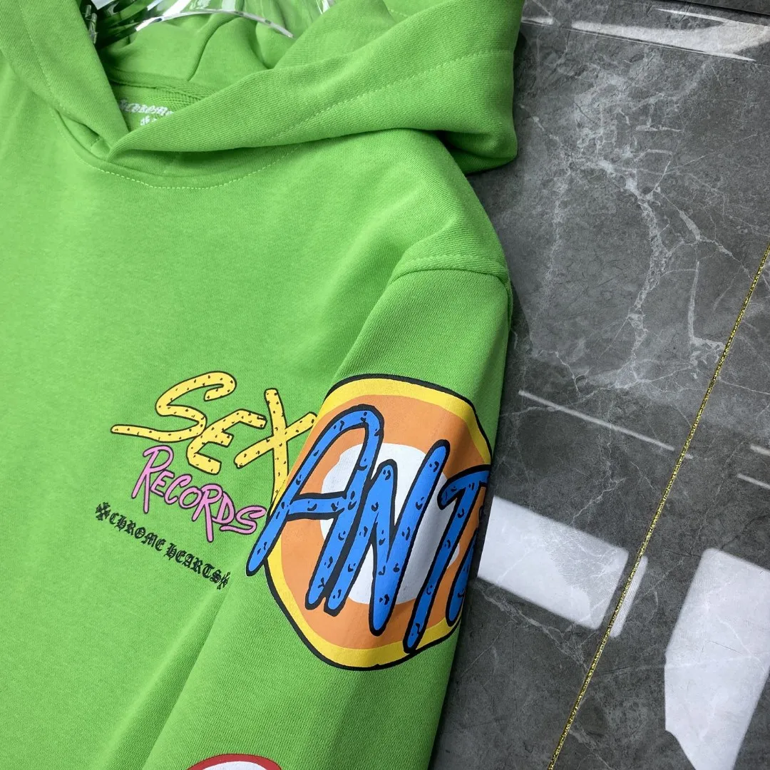 P240 Chrome Hearts Autumn and Winter 2025 simultaneous sale at counters❤️ Chrome Hearts Sex Records graffiti limited sweatshirt Imported environmentally friendly glue printing and dyeing Improved customized version 1:1 high-gram weight high-quality fabric Recommended color: Customized version graffiti green 🌈 Size: S, M, L, XL